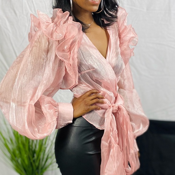 Mini Ruffle Mesh Tops Tops | Pink Mesh Ruffle Blouse | Poshmark